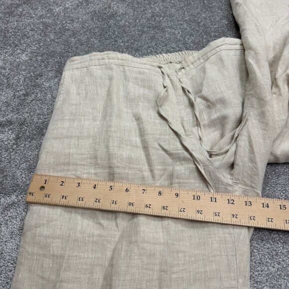 Lane Bryant Linen Wide Leg Trousers Pants Womens 14/16 Beige Elastic Waist Boho - Picture 15 of 16
